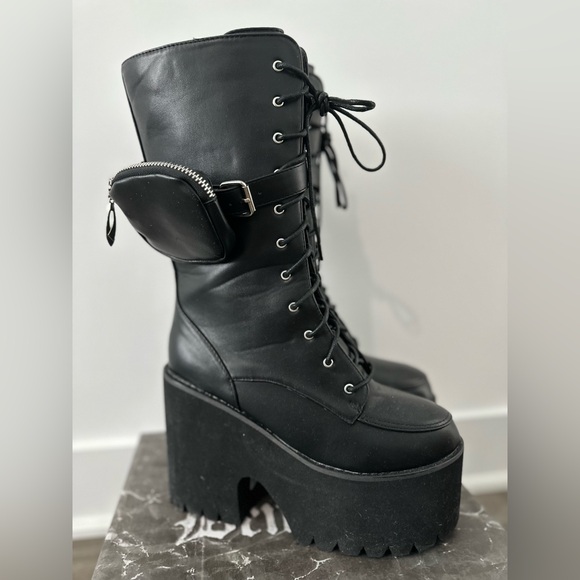 Dollskill NY/LA 6" EVA Platform Knee high lace up boot with zipper pouch - Picture 3 of 7